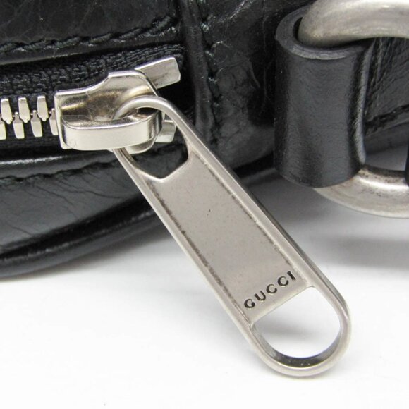 GUCCI Black Leather Messenger Shoulder Bag - Picture 10 of 14